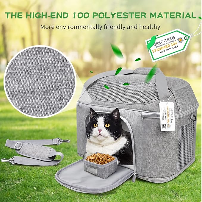 Large Cat Carrier for 2 Cats, Soft Side Pet Carrier for Cats Small Dog - Image 5