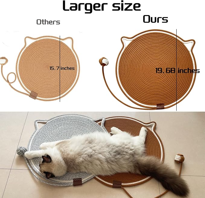 Cat Scratching Mat Natural Cotton Rope Cat Scratching Pad, Large Size Scratcher - Image 2