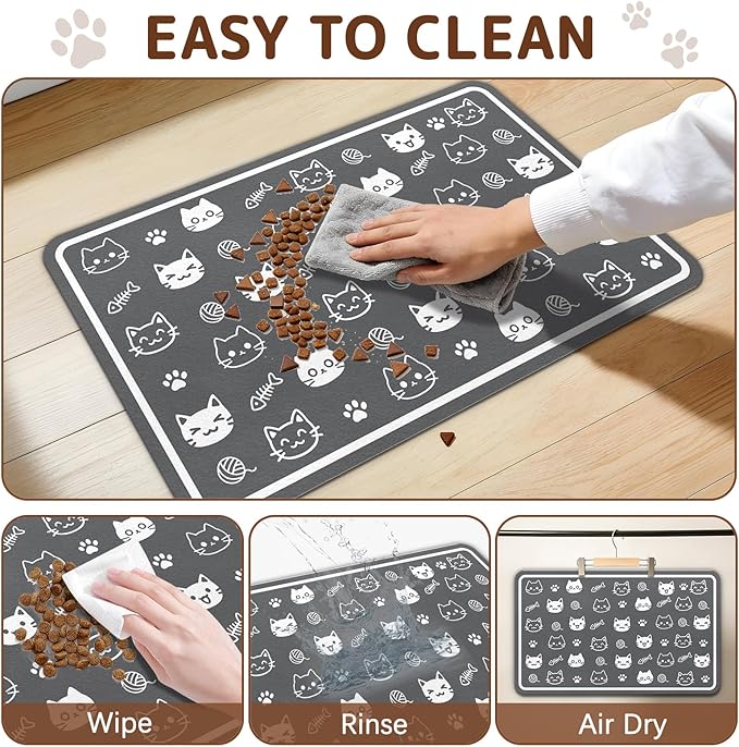 Dog Food Mat for Bowls, Absorbent Quick Dry Dog Cat Mats for Food and Water - Image 7