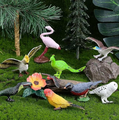 30Pcs Birds Animal Figures Playset, Hummingbird, Flamingo - Image 3