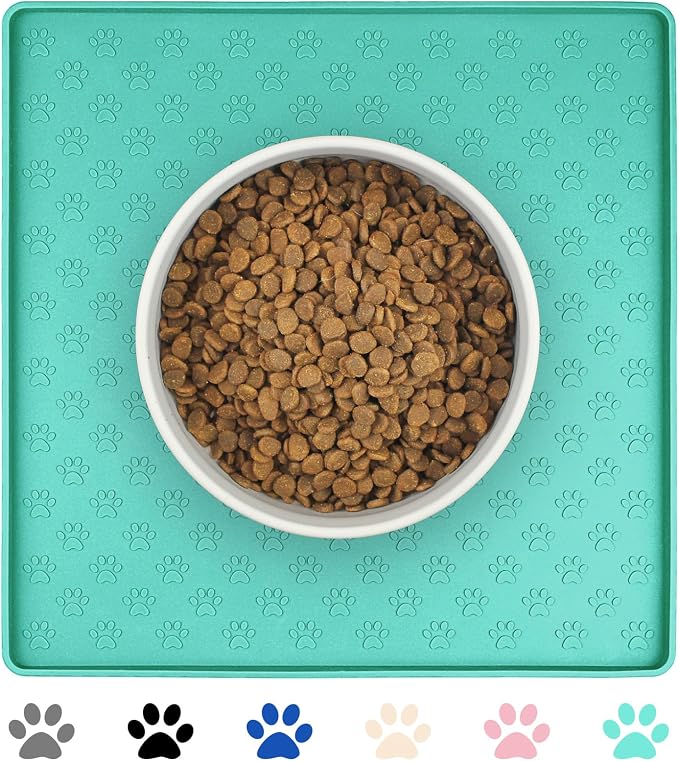 Ptlom Pet Placemat for Dog and Cat, Waterproof Non-Slip Silicone Feeding Bowl by PTLOM