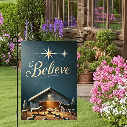 Christmas Nativity Garden Flag 12x18 Double Sided Believe Starry Night Stable - Image 5