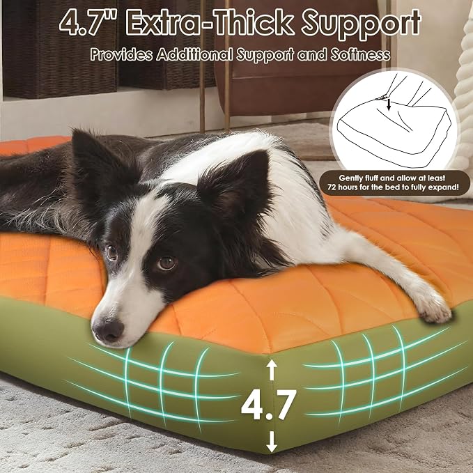 35.5" x 23.5" x 4.7" Large Orthopedic Dog Beds, Waterproof Faux Leather Memory - Image 4