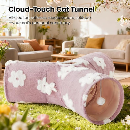 Tempcore Flannel Pet Cat Tunnel Tube Cat Toys 3 Way Collapsible, Cat Tunnels - Image 5