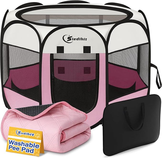 Dog Cat Playpen, Puppy Pet Playpen Indoor by Siedihit