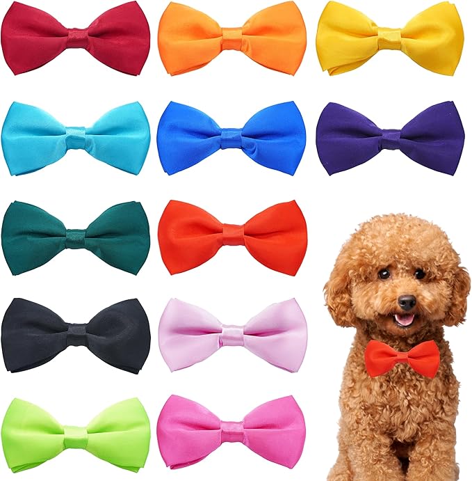 PET SHOW 12 Colors Plain Small Dogs Collar Embellishment Attachment Bow Ties by PETSHOW