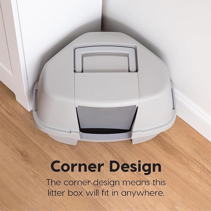 IRIS USA Corner Cat Litter Box Enclosed - Image 3