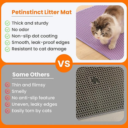 Extra Large Cat Litter Mat, 30x22 Inches Honeycomb Double Layer Cat Litter - Image 3