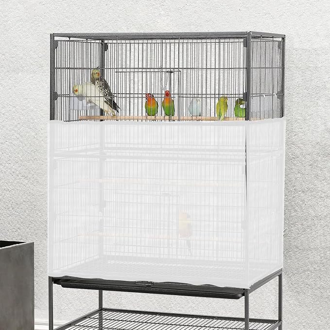 2 PCS Bird Cage Seed Catcher Airy Gauze Bird Cage Cover White Birds Cages Net - Image 3