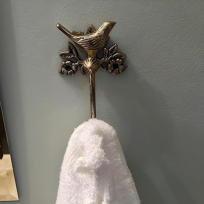 STYLENT Decor Solid Brass Bird Antique Towel Hook Bathroom Accessories Retro by Stylentdecor