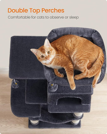 Feandrea Cat Tree, 44.1-Inch Cat Tower, Plush Multi-Level Condo - Image 4
