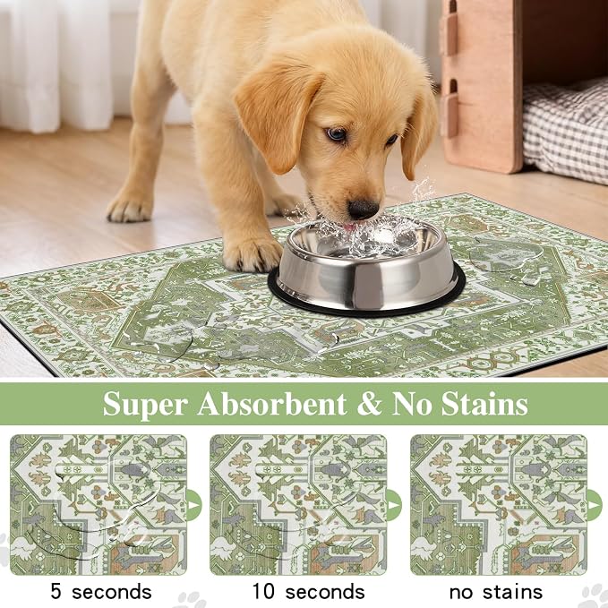famibay Dog Food Mat, Absorbent Cat Dog Mats - Image 2