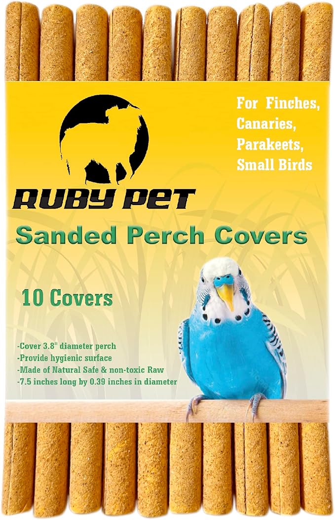 Sanded Perch Covers for Parakeets, Small Birds, 3/8" Diameter x 7.5" Long | by RUBY+PET