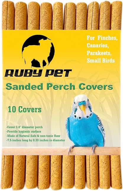 Sanded Perch Covers for Parakeets, Small Birds, 3/8" Diameter x 7.5" Long | by RUBY+PET