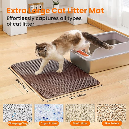 Extra Large Cat Litter Mat, 30x22 Inches Honeycomb Double Layer Cat Litter - Image 2
