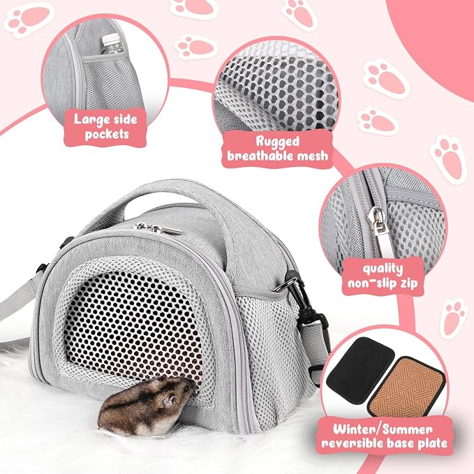 YUDODO Hamster Carrier Guinea Pig Carrier Bag Small Animal Sugar Glider Pouch - Image 3
