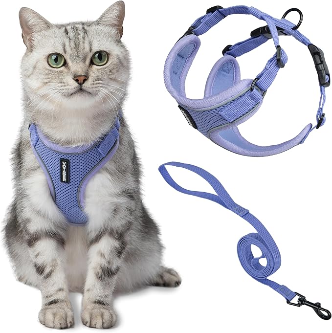Voyager Escape-Proof Step-in Lock Cat Harness & 5ft Neoprene-Handle Leash Set by BestPetSuppliesLLC