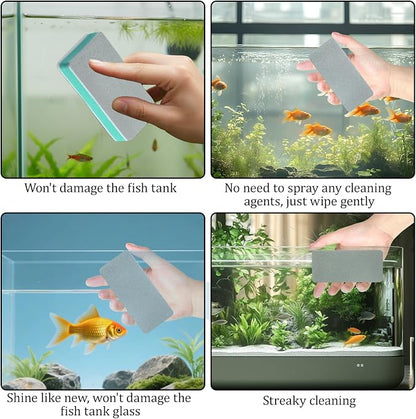 4 PCS Fish Tank Cleaning Tools, Aquarium Glass Cleaner Sponge Double Sided - Image 6