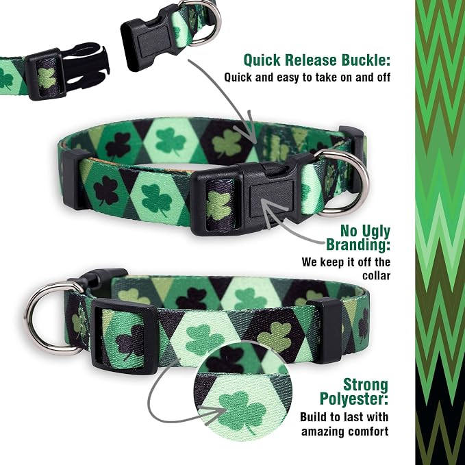 Native Pup St Patricks Dog Collar- Saint Patrick Green Shamrock Pet Collars- - Image 4