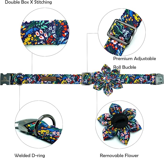 Lionheart Glory Darkblue Flower Dog Collar - Image 2