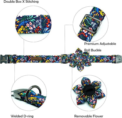 Lionheart Glory Darkblue Flower Dog Collar - Image 2