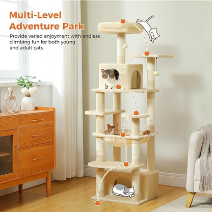 Cat Tree for Indoor Cats, 64.5" Tall Cat Tower - Image 7