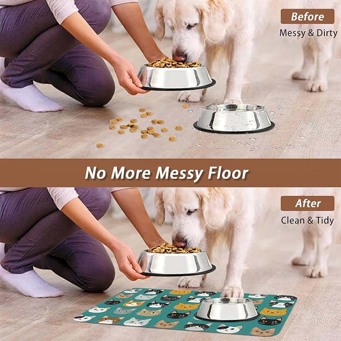 Cute Cat Dog Food Mat, Absorbent Pet Feeding Mat - Image 5