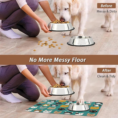 Cute Cat Dog Food Mat, Absorbent Pet Feeding Mat - Image 5
