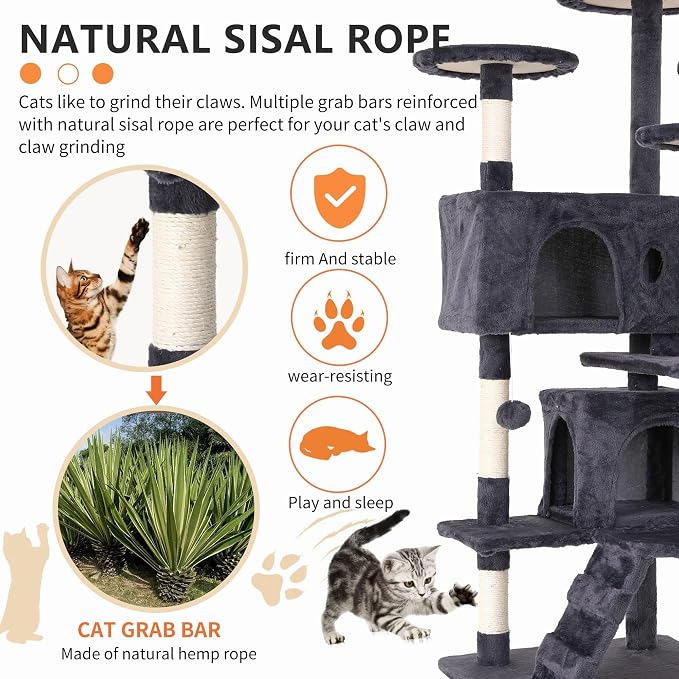 Cat Tree for Indoor Cats, Space Saving Cat Activity Center, Durable Pet Play - Image 4