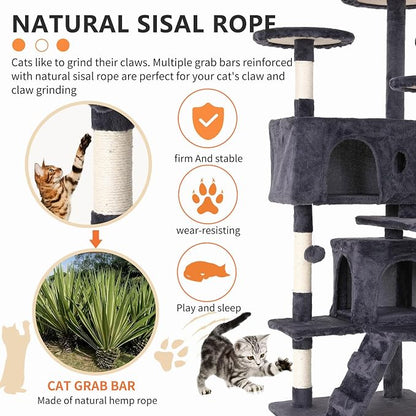 Cat Tree for Indoor Cats, Space Saving Cat Activity Center, Durable Pet Play - Image 4