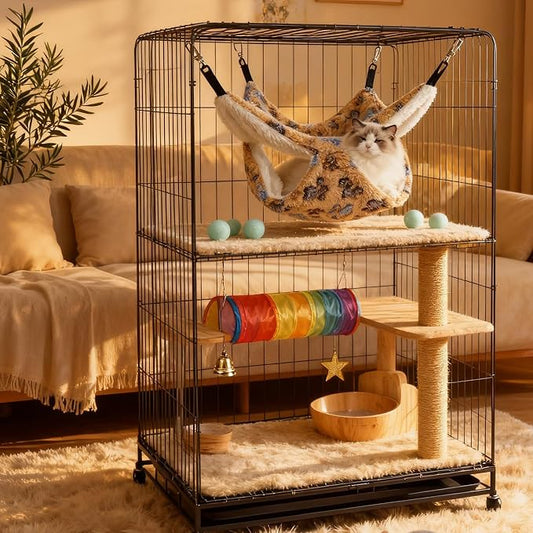 Cat Hammock for Cage, Soft Warm Hanging Bed for Kitten, Guinea Pig, Chinchilla - Image 2