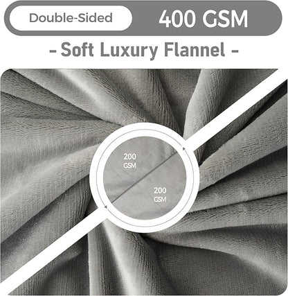 Waterproof Dog Blankets Light Grey Pet Blanket 60"x80", Soft Fluffy Sofa Car - Image 3