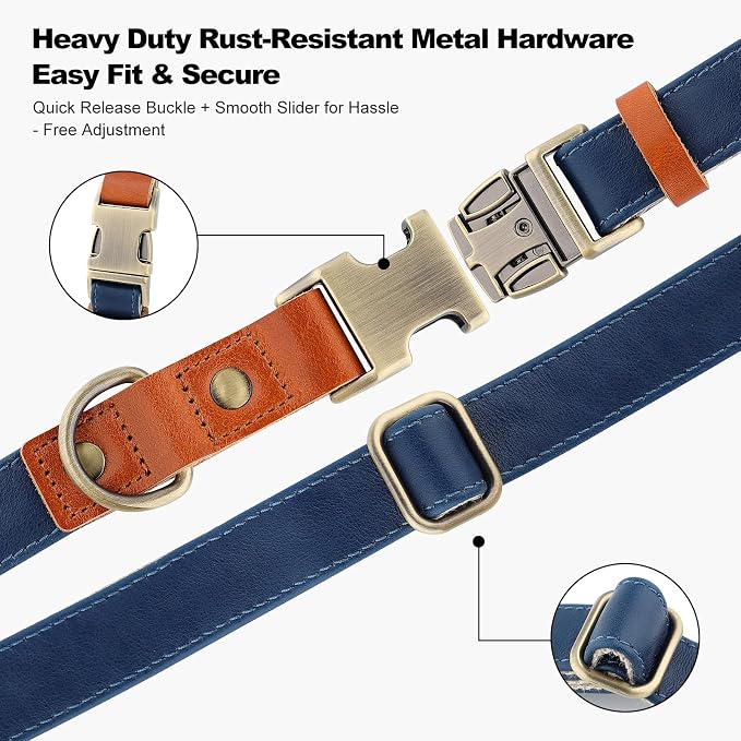 Plutus Pet Genuine Leather & Hemp Dog Collar – Adjustable Heavy Duty Pet Collar - Image 5