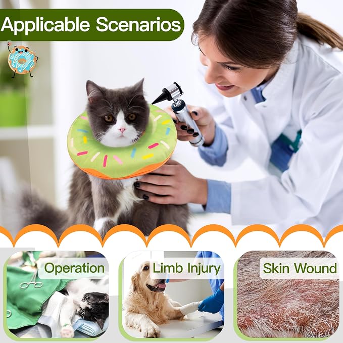 Cat Cone Collar Soft, Cute Cat Donut Collar After Surgery, Adjustable Kitten - Image 3