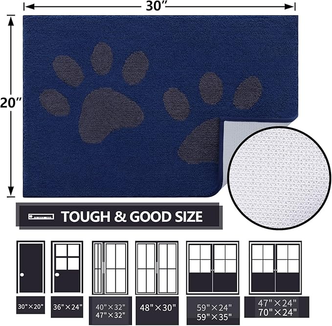Buganda Dog Door Mat for Muddy Paws, Absorbent Dirt Trapper Washable Indoor - Image 2