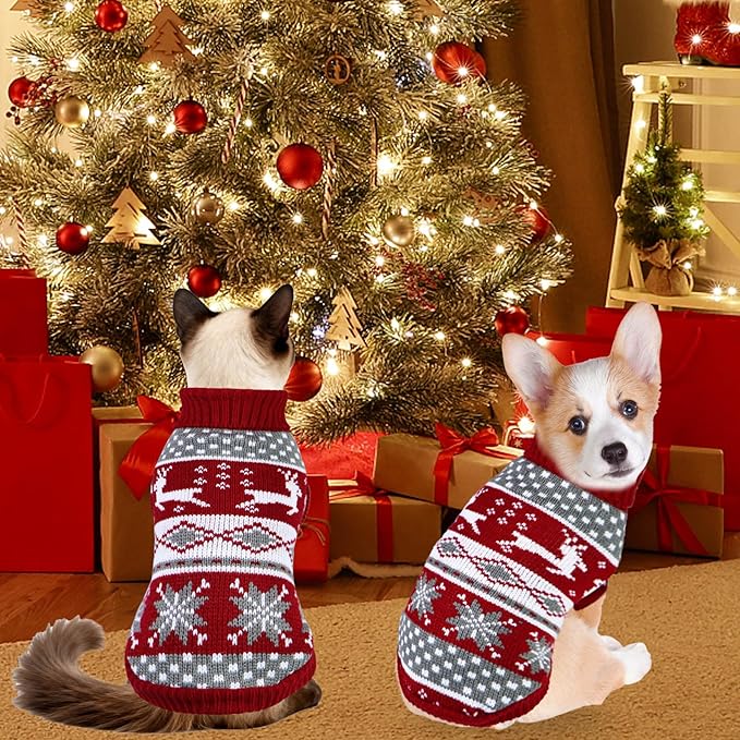 Cat Dog Christmas Sweater Pet Winter Warm Coat Pajamas Small Dog Sweaters - Image 2