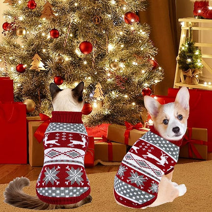 Cat Dog Christmas Sweater Pet Winter Warm Coat Pajamas Small Dog Sweaters - Image 2