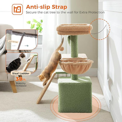 PETEPELA Cactus Cat Tree for Indoor Cats, Cozy Hammock and Removable Top Bed - Image 6