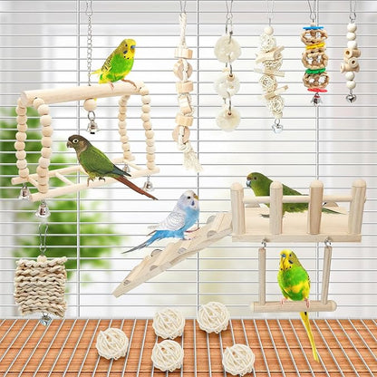 Hamiledyi 13Pcs Parrot Swing Chew Toys Bird Perches Platform - Image 4