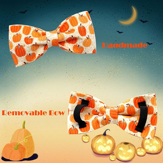 Dog Collar - Halloween Pumpkin Bowtie Dog Collars Gift Soft Bow Collar Pet - Image 4
