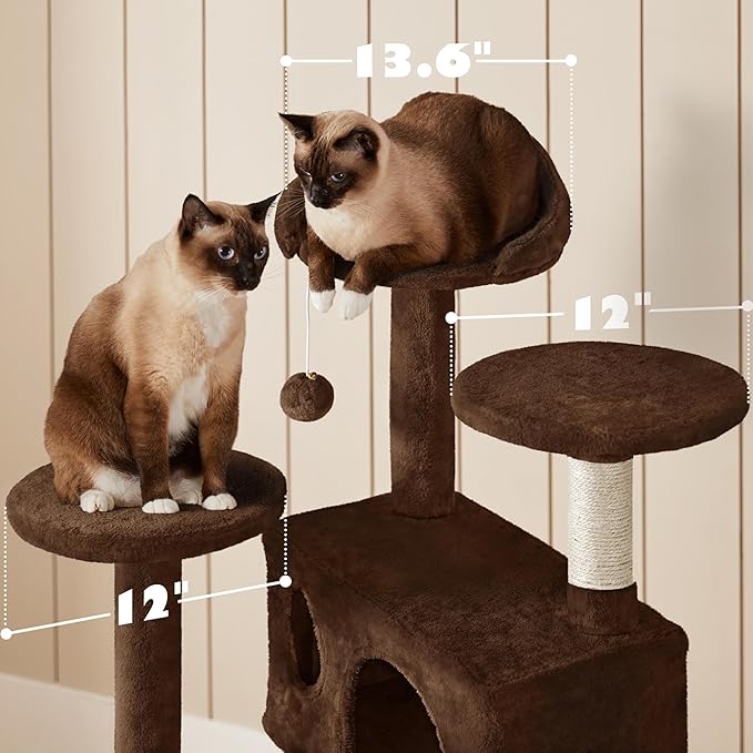 Yaheetech 54in Cat Tree Tower Condo Cat Furniture w/Scratching Post - Image 5