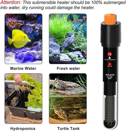 PULACO 50Watt Aquarium Heater for 6-15 Gallon Fish Tank, Adjustable Submersible - Image 4