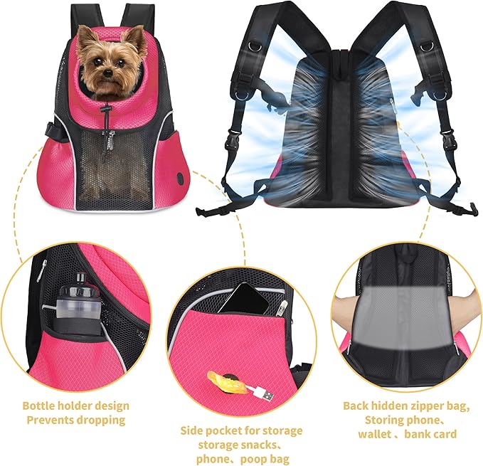 WOYYHO Pet Dog Carrier Backpack Small Dog Front Backpack Ventilated Mesh Dog - Image 3