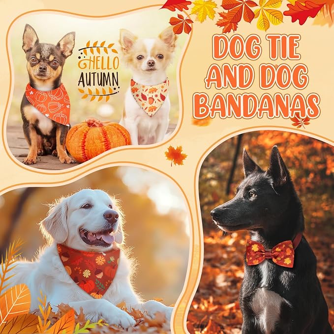 Sanwuta 50 Pcs Thanksgiving Fall Dog Bandanas Bulk and Collar Bow Ties Set 25 - Image 4
