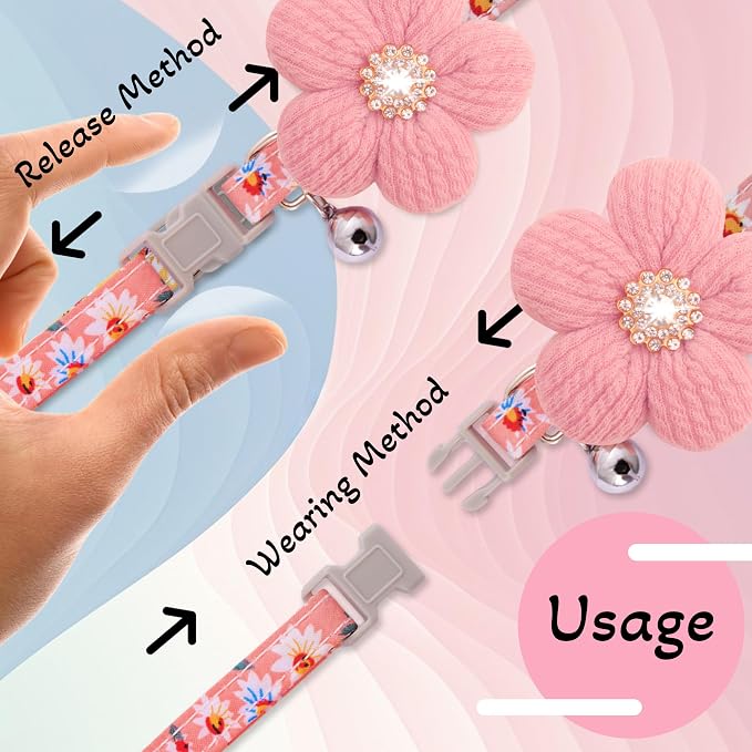 Medium Dog Collar with Flower, Dog Collars - Image 6