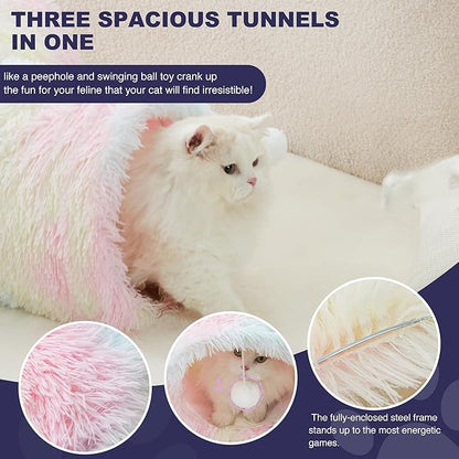 Tempcore Plush Pet Cat Tunnel Tube Cat Toys 3 Way Collapsible, Tunnels - Image 3