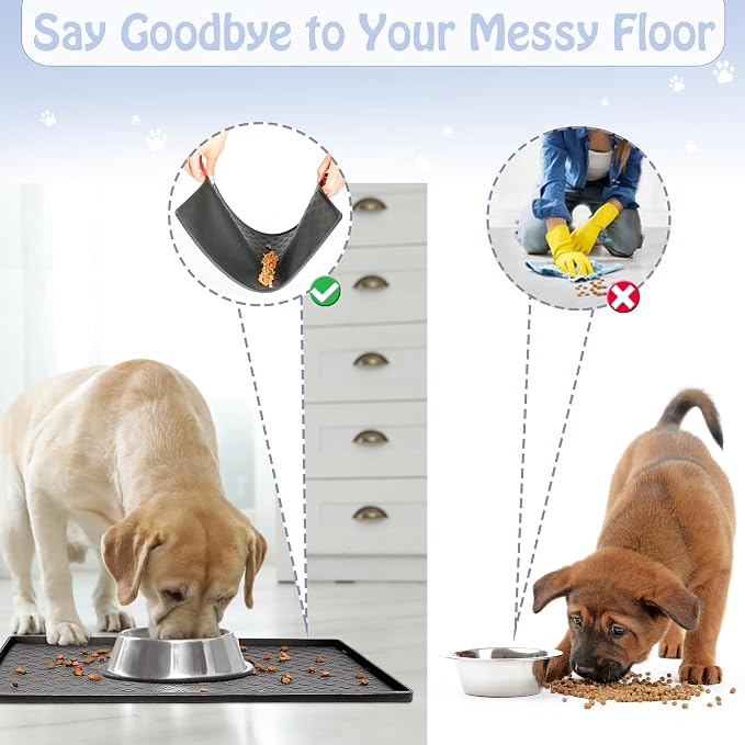 Dog Cat Pet Food Mat for Floor Dog Feeding Bowl Mat for Food and Water Raised - Image 8