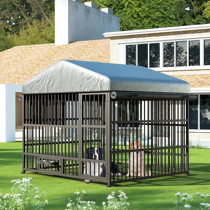HOOBRO Outdoor Dog Kennel with Cover, 6.6 x 6.6 x 6.4 ft Dog Kennel Outside - Image 8