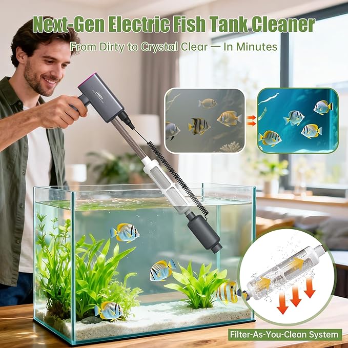 Cordless Aquarium Gravel Cleaner Vacuum: 6-in-1 Electric Fish Tank Cleaner - Image 3