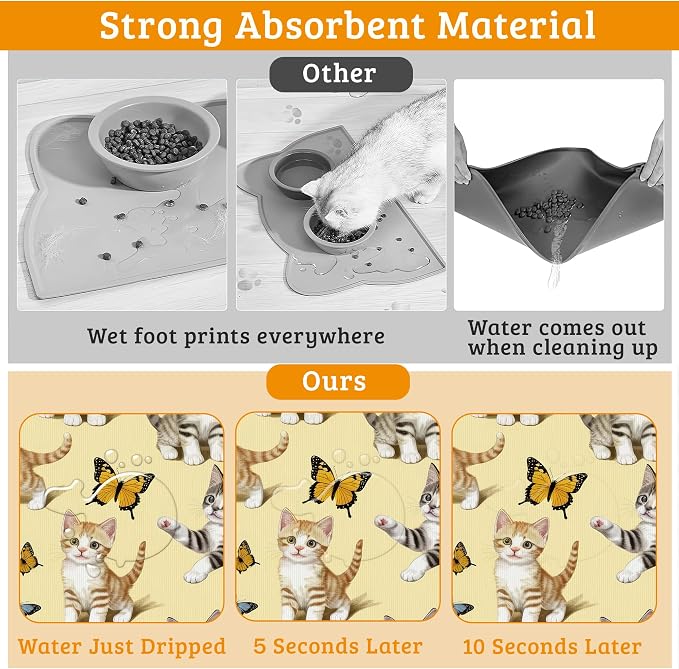 Dog Bowl Mat, Cute Cats Pet Feeding Mat - Image 3